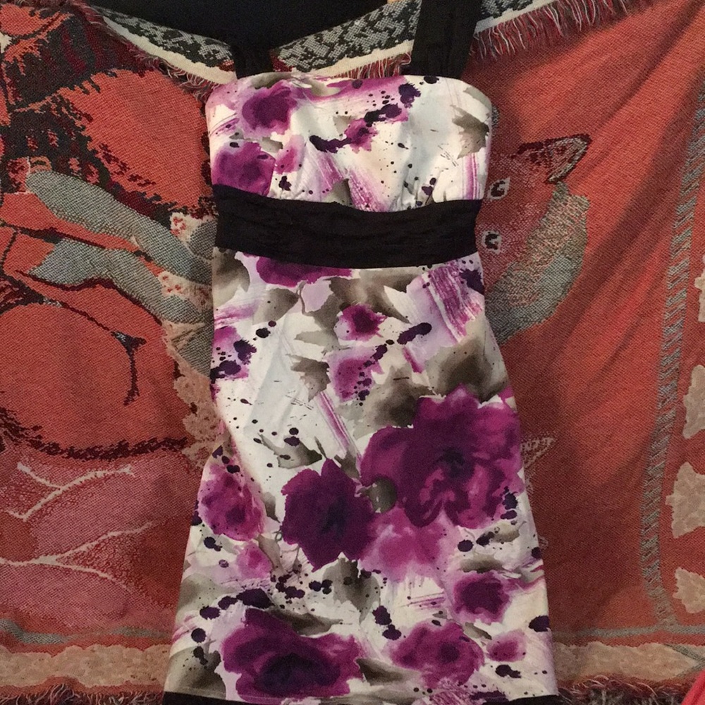 Knee Length Painted Floral Pattern Dress